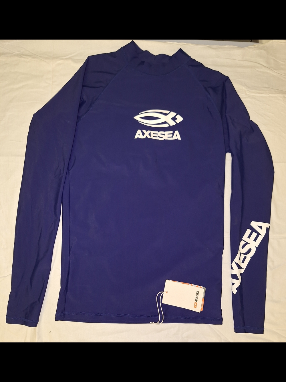 Axesea Navy Blue Long-Sleeve Rash Guard W/UV Protection Sz M
